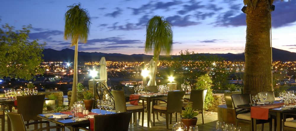 Dining on the garden terrace with a view of Windhoek at Hotel Heinitzburg, Windhoek, Namibia - Image 7