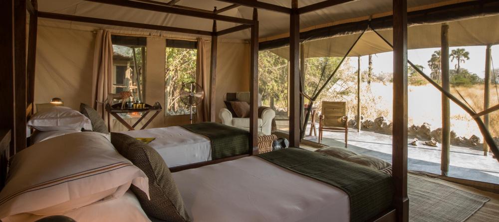 A twin bed tent overlooks the plainsr at Chem Chem Lodge, Lake Manyara National Park, Tanzania - Image 9