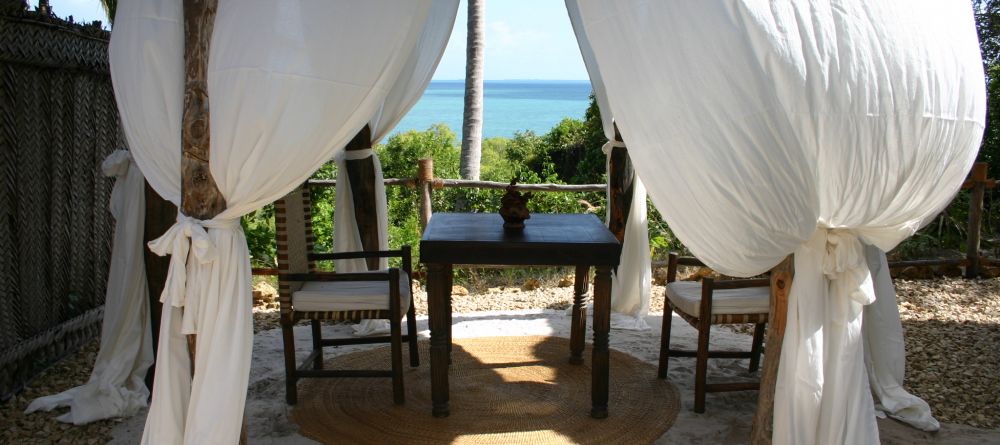 The gazebo offers private dining at Pole Pole Bungalow Resort, Mafia Island, Tanzania - Image 14