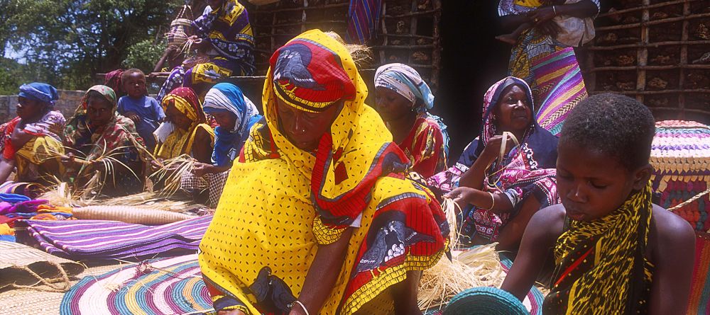 Locals doing traditional weaving at Funzi Keys, Funzi Island, Kenya - Image 2