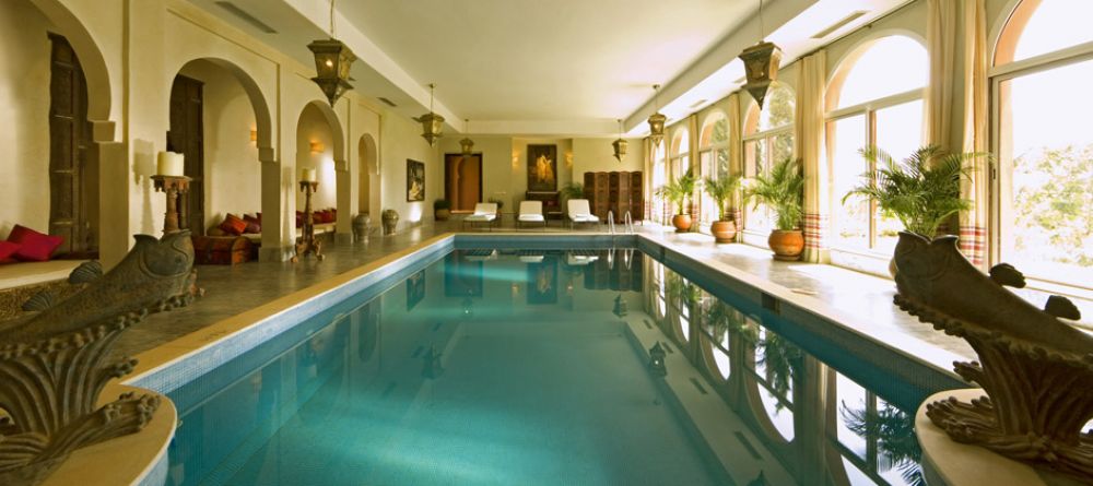Luxurious indoor pool at Kasbah Tamadot, Atlas Mountains, Morocco - Image 9