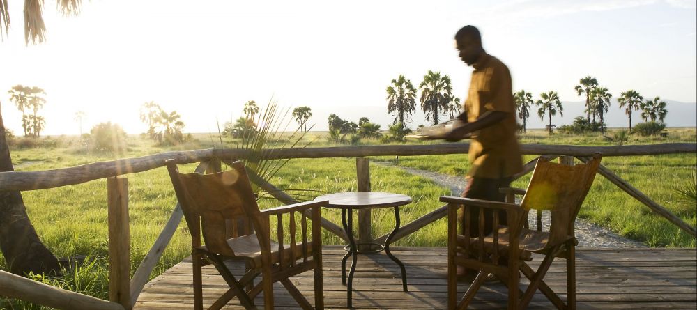 The sunny veranda overlooking the plains at Maramboi Tented Camp, Tarangire National Park, Tanzania - Image 4