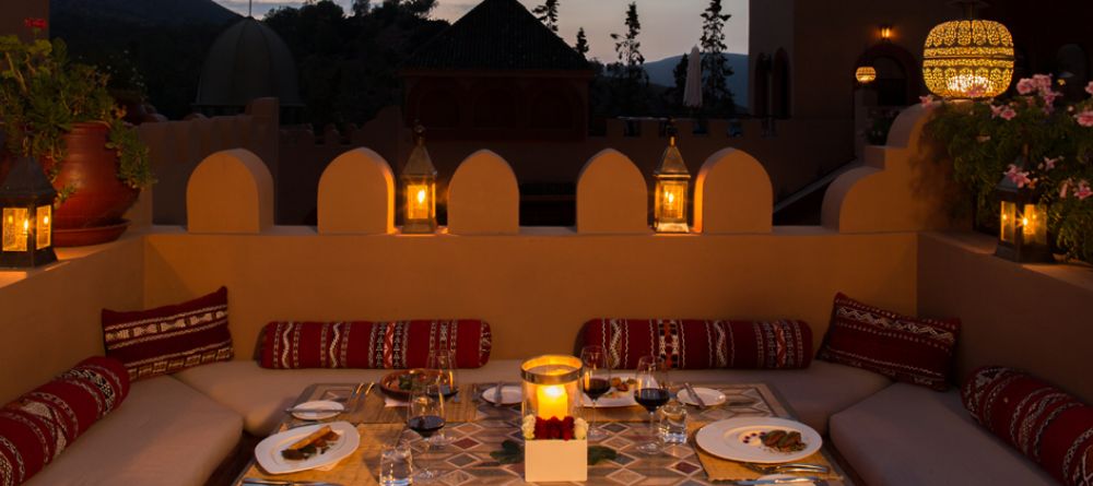 Intimate outdoor dining at Kasbah Tamadot, Atlas Mountains, Morocco - Image 6