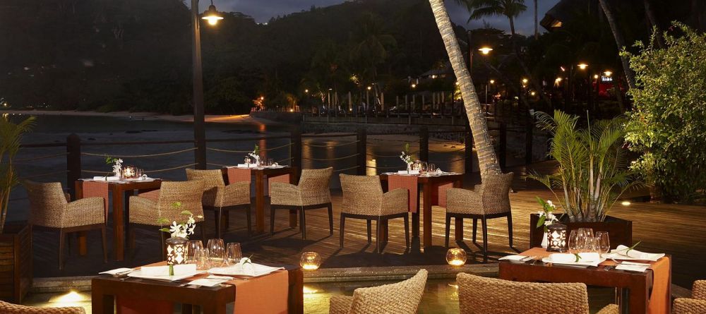 Outdoor evening dining by the beach at Le Meridien Fishermans Cove, Mahe, Seychelles - Image 14