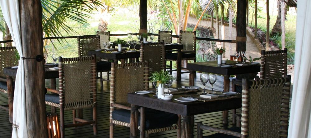 The al fresco restaurant at Pole Pole Bungalow Resort, Mafia Island, Tanzania - Image 15