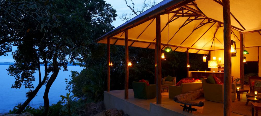 The lounge in the evening at Rubondo Island Camp, Lake Victoria, Tanzania - Image 7