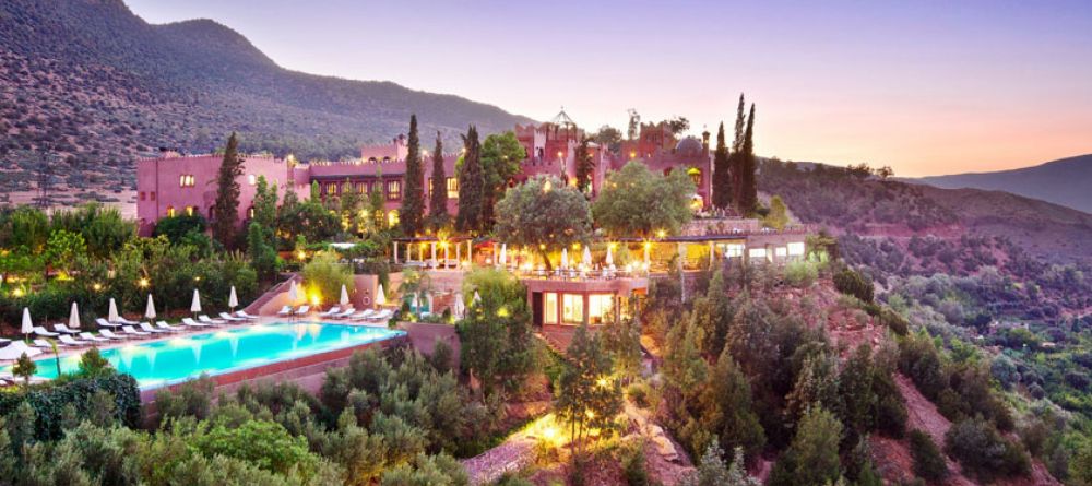 View of the hotel in its setting at Kasbah Tamadot, Atlas Mountains, Morocco - Image 15