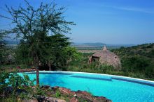 Pool with a view of the plains at Serena Serengeti Safari Lodge, Serengeti National Park, Tanzania