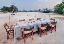 Dinner in the Luwi River at Nsolo Bush Camp, South Luangwa National Park, Zambia