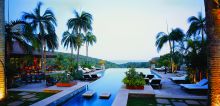 The pool at Zimbali Lodge, KwaZulu-Natal, South Africa has a stunning view of the surroundings.