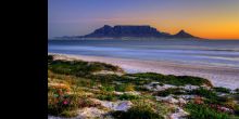 The distant view of the mountain from a nearby shore - Table Mountain, Cape Town, South Africa
