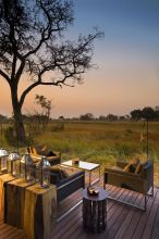 Outdoor relaxation at night at Xudum Okavango Delta Lodge, Okavango Delta, Botswana (AndBeyond)