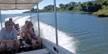 Boating on the lake at Rubondo Island Camp, Lake Victoria, Tanzania