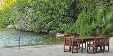 Lakeside dining at Rubondo Island Camp, Lake Victoria, Tanzania