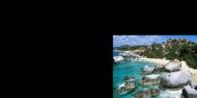 Large granite boulders create beautiful and secluded inlets at Boulders Beach, Cape Town, South Africa
