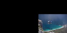 Brilliant turquoise waters below the cable car at Table Mountain, Cape Town, South Africa
