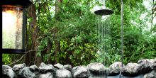 Refresh yourself after a long game drive in the secluded outdoor showers at Chem Chem Lodge, Lake Manyara National Park, Tanzania