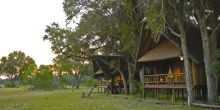 The tents overlook the beautifully rugged bushlands at the Khwai River Lodge, Moremi Game Reserve, Botswana