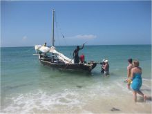 A private dhow cruise allows guests to explore the coastline at Lua Cheia Beach Camp, Mafia Island, Tanzania