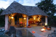 The private indoor-outdoor lounge area at the Eagle Cottage at Sabuk Lodge, Laikipia, Kenya