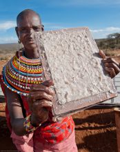 Handmade elephant dung paper produced by the local Maasai at Sabuk Lodge, Laikipia, Kenya