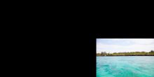The view of the hotel grounds from the ocean at Kasha Boutique Hotel, Zanzibar, Tanzania