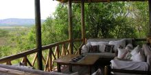 The open-air lounge at Mantana Lake Mburo Camp, Lake Mburo National Park, Uganda