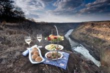 Lunch with a view of the river at The Elephant Camp, Victoria Falls, Zimbabwe