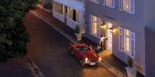 The exterior at night at More Quarters, Cape Town, South Africa