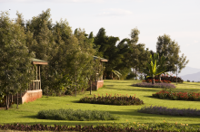 The view of the gardens at Ngorongoro Farm House, Karatu, Tanzania