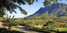 The stunning setting amid wine country's fertile valleys at Delaire Graff, Stellenbosch, South Africa