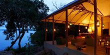 The lounge in the evening at Rubondo Island Camp, Lake Victoria, Tanzania