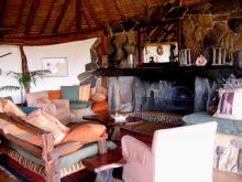 The fireplace and lounge at Sabuk Lodge, Laikipia, Kenya (Mango Staff photo)