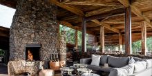 Fire place at Faru Faru River Lodge, Grumeti Private Reserve, Tanzania