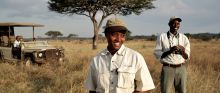 The knowledgable staff ready for a game drive at Singita Sasakwa Lodge, Grumeti Reserves, Tanzania