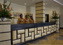The friendly staff greet guests at the reception at The Boma Nairobi, Nairobi, Kenya