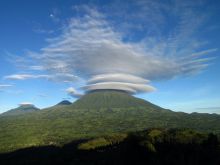 Stunning clouds on the volcano at Virunga Lodge, Volcanoes National Park, Uganda