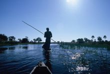 Boating on the delta at Xudum Okavango Delta Lodge, Okavango Delta, Botswana 