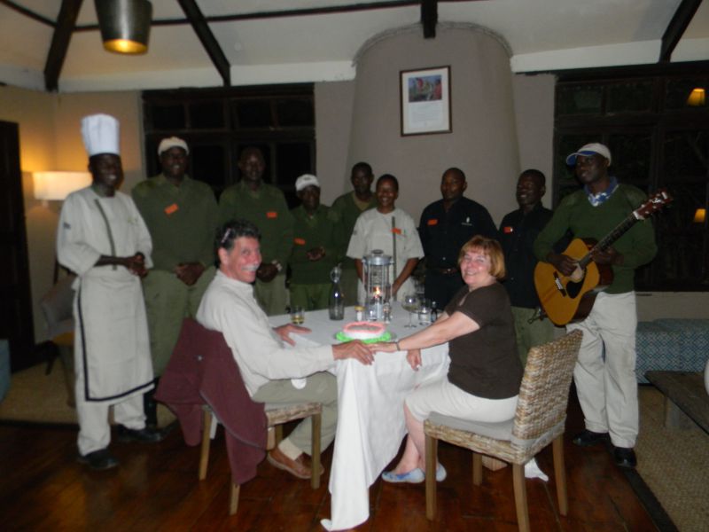 Sandy & Dennis We used Mango Safaris to plan our dream trip to Africa for our 25th anniversary. In Olonana Camp in Masai Mara Kenya they did a special anniversary dinner for us. They made us a cake and the whole staff came around the table, with a beautiful guitar playing and they sang to us circling the table. It was my best anniversary dinner ever. I will always remember this. And also in Bostwana, they surprised us with a lovely dinner on our deck, for our anniversary. We have had many vacations and been in many countries, still working on the bucket list. But Africa is the top of the list and Mango Safaris is the best and they will be helping us plan our next trip in the next couple years.<br><em>— Sandy & Dennis</em>